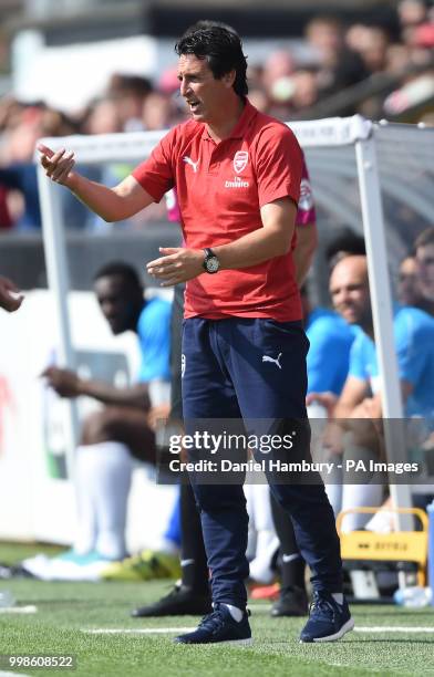 Arsenal manager Unai Emery during the pre-season match at Meadow Park, Boreham Wood.