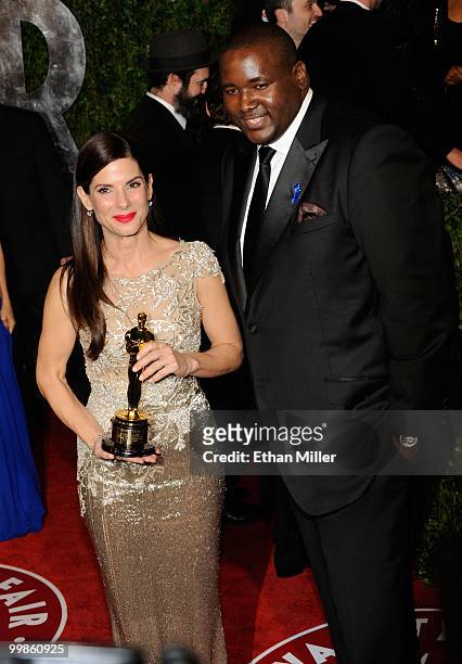 Actress Sandra Bullock and Actor Quinton Aaron arrive at the 2010 Vanity Fair Oscar Party hosted by Graydon Carter held at Sunset Tower on March 7,...