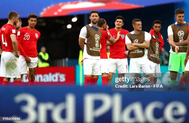 England players look dejected following thier sides defeat in the 2018 FIFA World Cup Russia 3rd Place Playoff match between Belgium and England at...