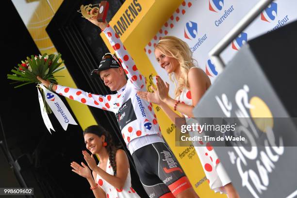 Podium / Toms Skujins of Latvia and Team Trek Segafredo Polka Dot Mountain Jersey / Celebration / during the 105th Tour de France 2018, Stage 8 a...