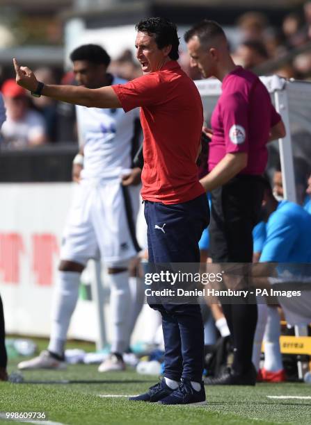 Arsenal manager Unai Emery during the pre-season match at Meadow Park, Boreham Wood.