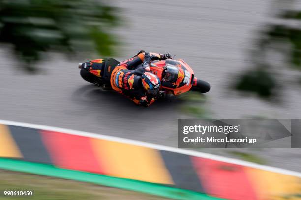 Bradley Smith of Great Britain and Red Bull KTM Factory Racing rounds the bend during the qualifying practice during the MotoGp of Germany -...