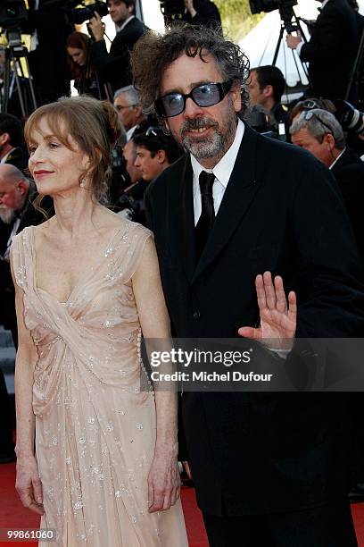 Isabelle Huppert and Tim Burton attend 'Biutiful' Premiere at the Palais des Festivals during the 63rd Annual Cannes Film Festival on May 17, 2010 in...