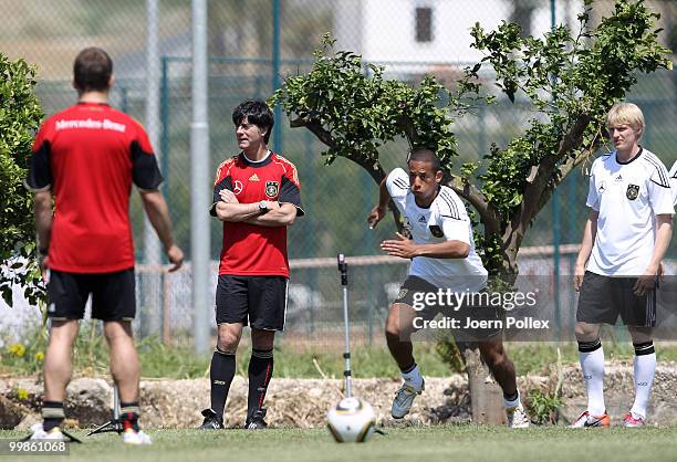 Dennis Aogo of Germany is running during the German National Team training session at Verdura Golf and Spa Resort on May 18, 2010 in Sciacca, Italy.