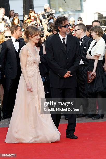 Isabelle Huppert and Tim Burton attend 'Biutiful' Premiere at the Palais des Festivals during the 63rd Annual Cannes Film Festival on May 17, 2010 in...