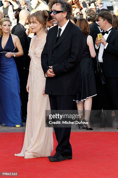 Isabelle Huppert and Tim Burton attend 'Biutiful' Premiere at the Palais des Festivals during the 63rd Annual Cannes Film Festival on May 17, 2010 in...