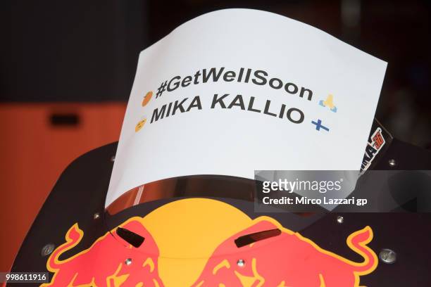 The bike of Mika Kallio of Finland and Red Bull KTM Factory Racing in box during the qualifying practice during the MotoGp of Germany - Qualifying at...