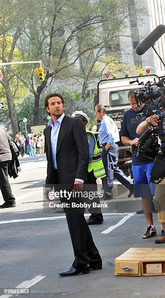 Bradley Cooper on location for "Dark Fields" on April 8, 2010 in New York City.