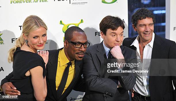 Cameron Diaz, Eddie Murphy, Mike Myers and Antonio Banderas attend the "Shrek Forever After" premiere during the 9th Annual Tribeca Film Festival at...