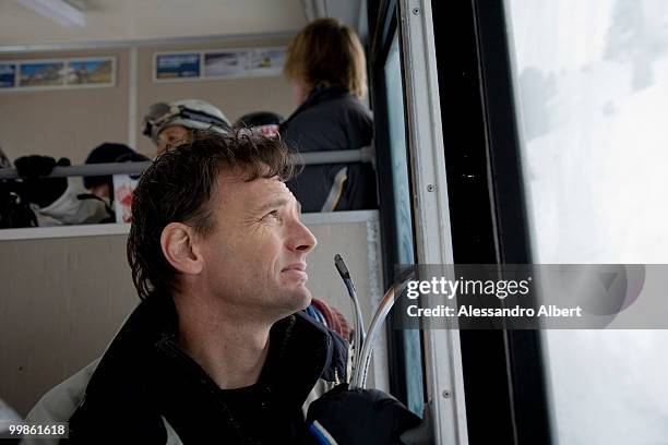 The writer and journalist Tim Dowling spend his holiday on ski on December 22, 2008 in St Moritz, Switzerland.