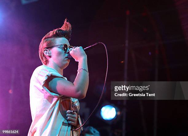 Eleanor 'Elly' Jackson of La Roux performs live at Day 1 of the Lowlands Festival on August 21, 2009 in Biddinghuizen, Netherlands.