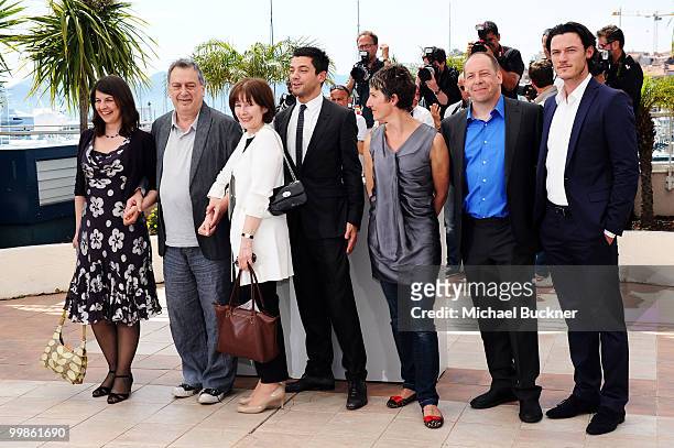 Moira Buffini, Director Stephen Frears, Posy Simmonds, Dominic Cooper, Tamsin Greig, Bill Camp and Luke Evans attend the "Tamara Drew" Photocall at...
