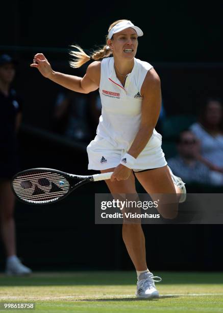 Angelique Kerber of Germany during her semi-final match against Jelena Ostapenko of Latvia on day ten of the Wimbledon Lawn Tennis Championships at...