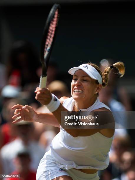 Angelique Kerber of Germany during her semi-final match against Jelena Ostapenko of Latvia on day ten of the Wimbledon Lawn Tennis Championships at...