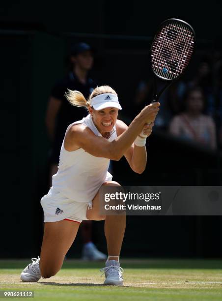 Angelique Kerber of Germany during her semi-final match against Jelena Ostapenko of Latvia on day ten of the Wimbledon Lawn Tennis Championships at...