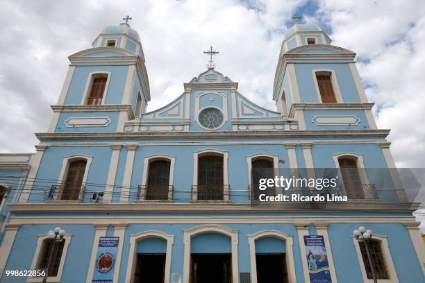 blue facade of catholic church, brazil - northern brazil ストックフォトと画像