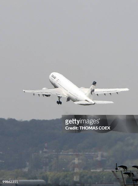 Picture taken on May 18, 2010 shows an Iran Air plane takes off which alledgedly is to carry home Iranian agent Ali Vakili Rad, on May 18, 2010 at...