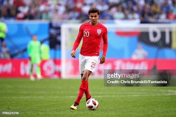 Dele Alli of England in action during the 2018 FIFA World Cup Russia 3rd Place Playoff match between Belgium and England at Saint Petersburg Stadium...