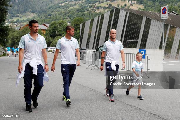 Nick Viergever of PSV, Ramon Lundqvist of PSV, Jorrit Hendrix of PSV during the Club Friendly match between PSV v Neuchatel Xamax FCS on July 14,...