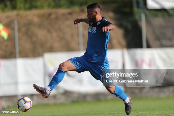 Francesco Caputo of Empoli FC in action during the pre-season frienldy match between Empoli FC and ASD Lampo 1919 on July 14, 2018 in Lamporecchio,...