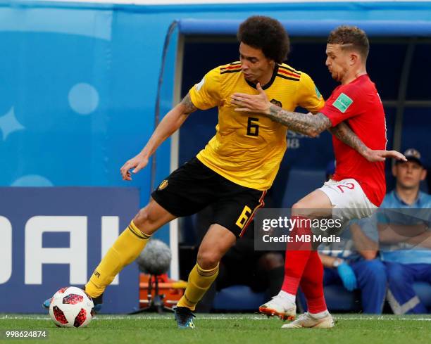 Axel Witsel of Belgium and Kieran Trippier of England vie for the ball during the 2018 FIFA World Cup Russia 3rd Place Playoff match between Belgium...