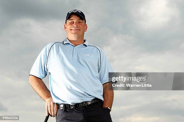 Thomas Bjorn of Denmark poses for a portrait prior to the BMW PGA Championship on the West Course at Wentworth on May 18, 2010 in Virginia Water,...