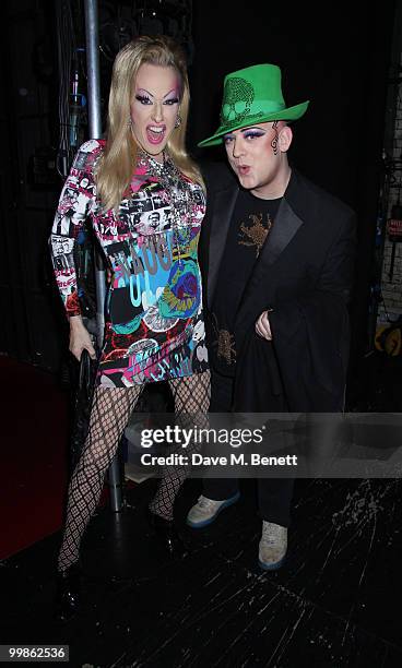 Boy George and his friend Chi Chi La Rue attended a performance of "Priscilla" and met the cast including Jason Donovan after the performance. On May...