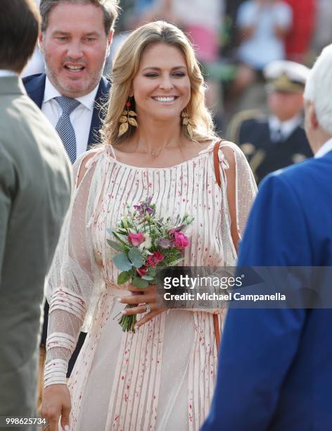 Princess Madeleine of Sweden during the occasion of The Crown Princess Victoria of Sweden's 41st birthday celebrations at Borgholm Sports Arena on...