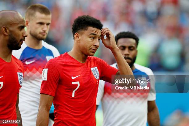 Fabian Delph, Eric Dier, Jesse Lingard and Danny Rose of England after the 2018 FIFA World Cup Russia 3rd Place Playoff match between Belgium and...