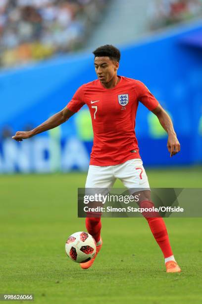 Jesse Lingard of England in action during the 2018 FIFA World Cup Russia 3rd Place Playoff match between Belgium and England at Saint Petersburg...