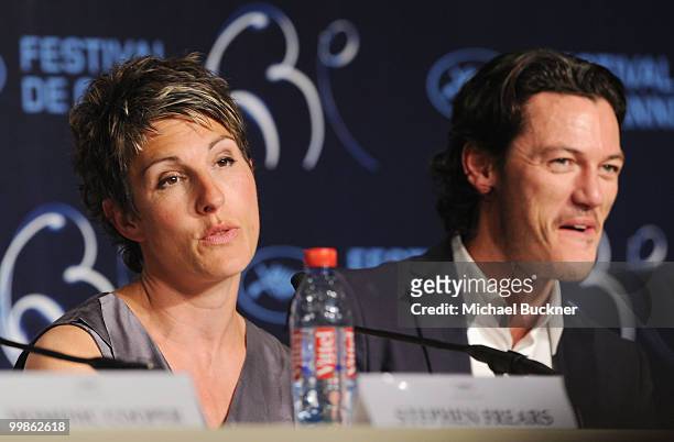 Actress Tamsin Greig and Actor Luke Evans attends the "Tamara Drew" Press Conference at the Palais des Festivals during the 63rd Annual Cannes Film...
