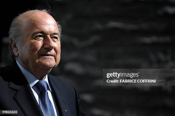 President Sepp Blatter watches prior to a handover ceremony for the 2018 and 2022 World Cup bidders at FIFA's headquarters on May 14, 2010 in Zurich....