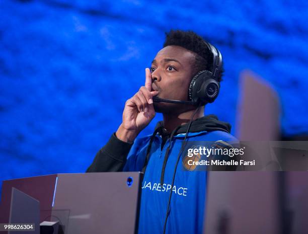 Idrisdagoat6 of Knicks Gaming reacts during game against Wizards District Gaming during Day 3 of the NBA 2K - The Ticket tournament on July 14, 2018...