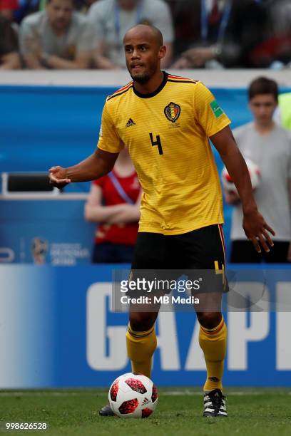 Vincent Kompany of Belgium controls the ball during the 2018 FIFA World Cup Russia 3rd Place Playoff match between Belgium and England at Saint...