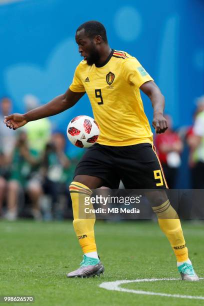 Romelu Lukaku of Belgium controls the ball during the 2018 FIFA World Cup Russia 3rd Place Playoff match between Belgium and England at Saint...