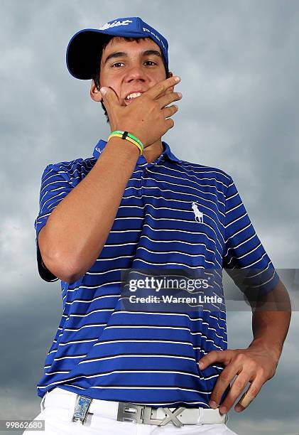 Matteo Manassero of Italy poses for a portrait prior to the BMW PGA Championship on the West Course at Wentworth on May 18, 2010 in Virginia Water,...