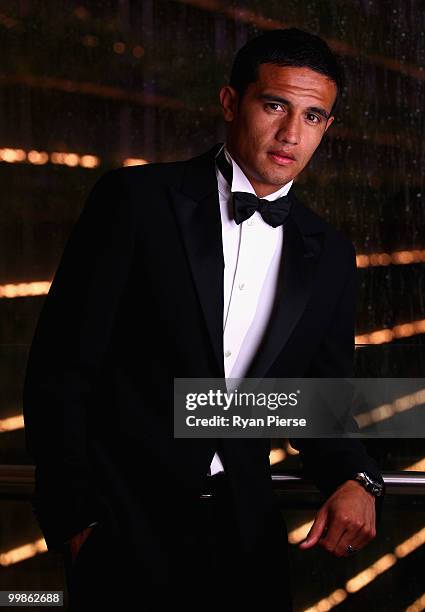 Tim Cahill of Australia and Everton poses before hosting a gala dinner in aid of the Tim Cahill Cancer Fund for Children at the Hilton Hotel on May...