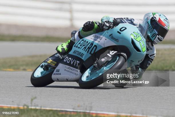 Enea Bastianini of Italy and Leopard Racing rounds the bend during the qualifying practice during the MotoGp of Germany - Qualifying at Sachsenring...
