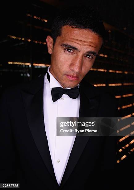 Tim Cahill of Australia and Everton poses before hosting a gala dinner in aid of the Tim Cahill Cancer Fund for Children at the Hilton Hotel on May...