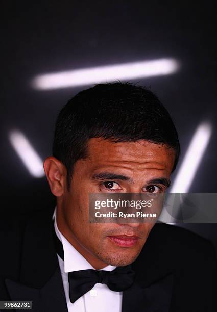 Tim Cahill of Australia and Everton poses before hosting a gala dinner in aid of the Tim Cahill Cancer Fund for Children at the Hilton Hotel on May...