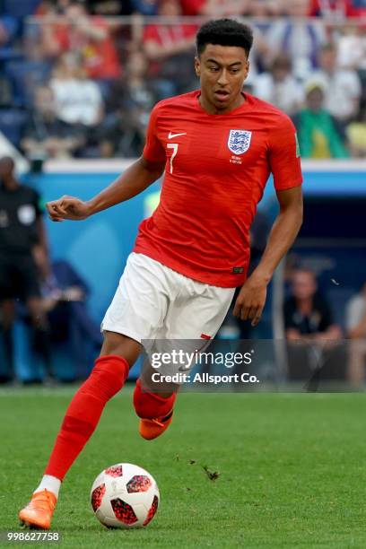 Jesse Lingard of England controls the ball during the 2018 FIFA World Cup Russia 3rd Place Playoff match between Belgium and England at Saint...