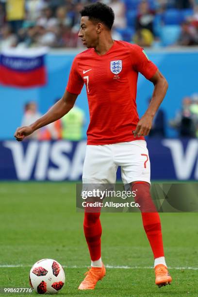 Jesse Lingard of England controls the ball during the 2018 FIFA World Cup Russia 3rd Place Playoff match between Belgium and England at Saint...