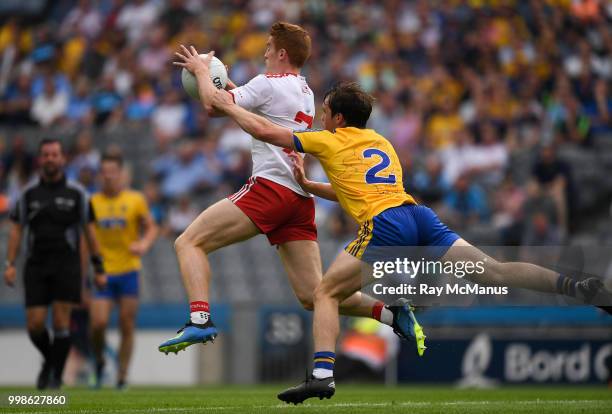 Dublin , Ireland - 14 July 2018; Peter Harte of Tyrone in action against David Murray of Roscommon during the GAA Football All-Ireland Senior...
