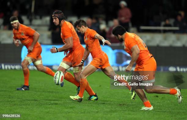 Joaquin Diaz Bonilla of the Jaguares during the Super Rugby match between Cell C Sharks and Jaguares at Jonsson Kings Park on July 14, 2018 in...
