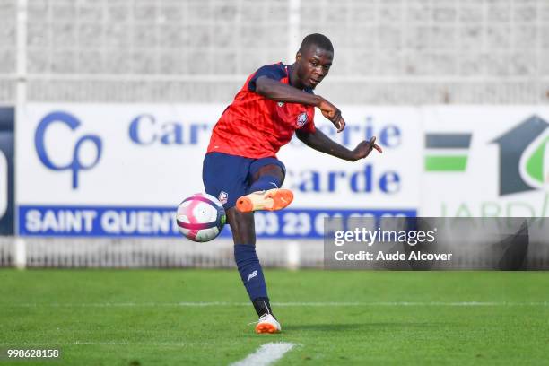 Jonathan Ikone of Lille scores during the friendly match between Lille and Reims on July 14, 2018 in St Quentin, France.