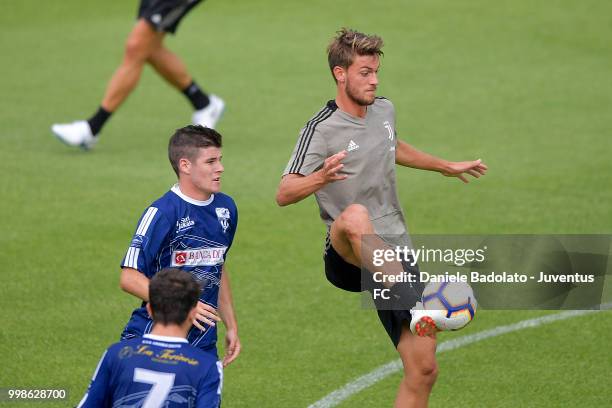 Daniele Rugani during a Juventus afternoon training session on July 14, 2018 in Turin, Italy.