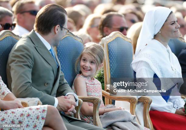 Prince Daniel of Sweden, Princess Estelle of Sweden and Crown Princess Victoria of Sweden during the occasion of The Crown Princess Victoria of...