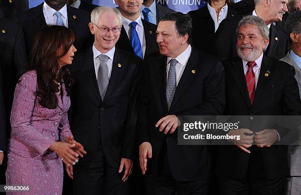 Cristina Fernandez de Kirchner, Argentina's president, Herman Van Rompuy, president of the European Council, Jose Manuel Barroso, president of the...