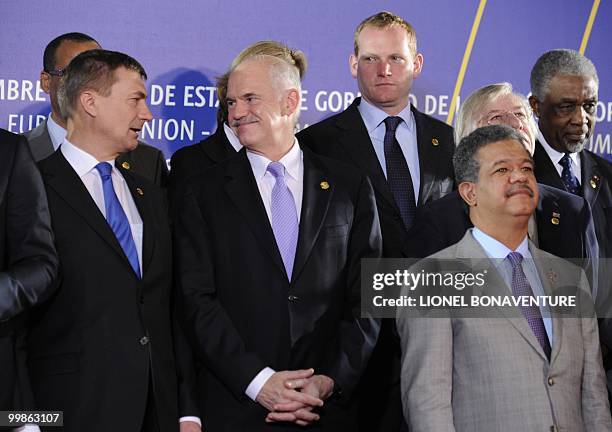 Greek Prime Minister George Papandreou and Estonia's Prime Minister Andrus Ansip gather for the group picture of the Sixth Summit of Heads of State...