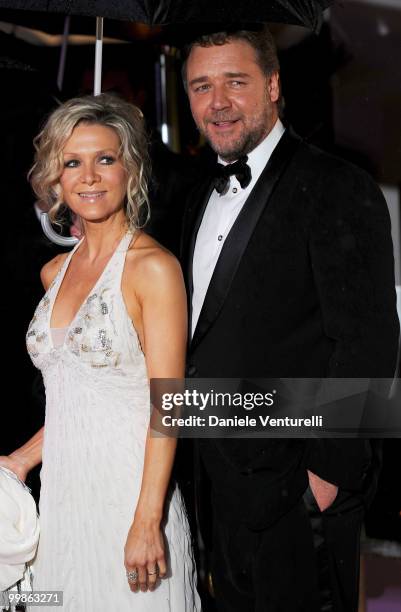 Actor Russell Crowe and Danielle Spencer attend the Opening Night Dinner at the Hotel Majestic during the 63rd Annual International Cannes Film...
